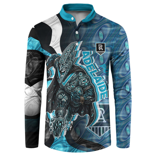 Personalised Port Adelaide Button Sweatshirt Trippy Psychedelic Abstract Art Mascot Football Fans