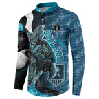 Personalised Port Adelaide Button Sweatshirt Trippy Psychedelic Abstract Art Mascot Football Fans
