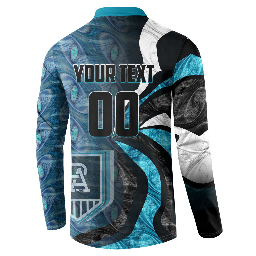 Personalised Port Adelaide Button Sweatshirt Trippy Psychedelic Abstract Art Mascot Football Fans