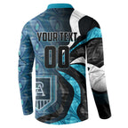 Personalised Port Adelaide Button Sweatshirt Trippy Psychedelic Abstract Art Mascot Football Fans