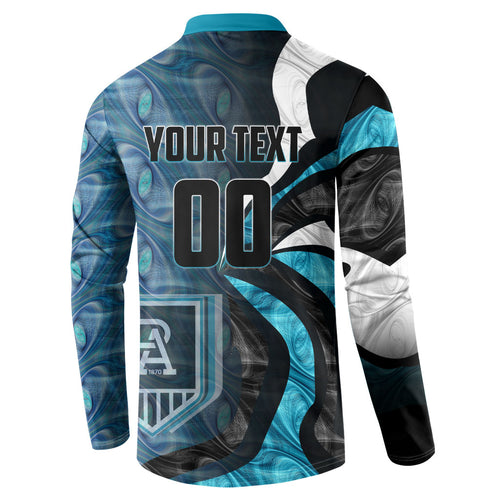 Personalised Port Adelaide Button Sweatshirt Trippy Psychedelic Abstract Art Mascot Football Fans