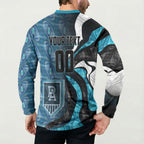 Personalised Port Adelaide Button Sweatshirt Trippy Psychedelic Abstract Art Mascot Football Fans
