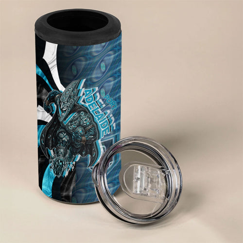 Personalised Port Adelaide 4 in 1 Can Cooler Tumbler Trippy Psychedelic Abstract Art Mascot Football Fans