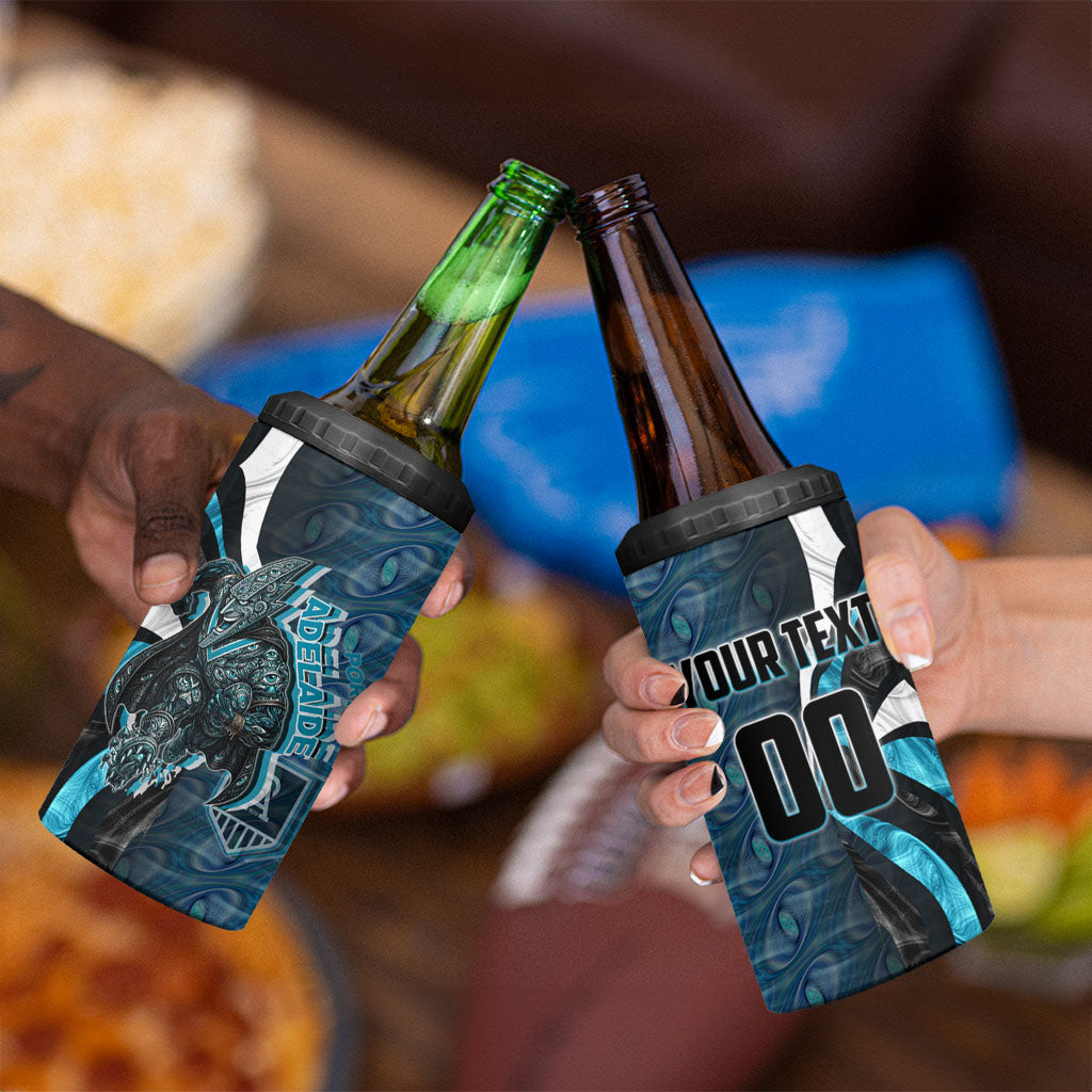 Personalised Port Adelaide 4 in 1 Can Cooler Tumbler Trippy Psychedelic Abstract Art Mascot Football Fans