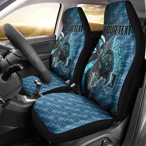 Personalised Port Adelaide Car Seat Cover Trippy Psychedelic Abstract Art Mascot Football Fans