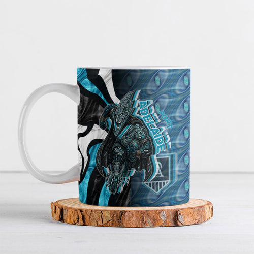 Personalised Port Adelaide Ceramic Mug Trippy Psychedelic Abstract Art Mascot Football Fans