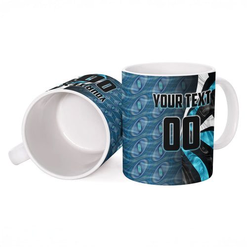 Personalised Port Adelaide Ceramic Mug Trippy Psychedelic Abstract Art Mascot Football Fans