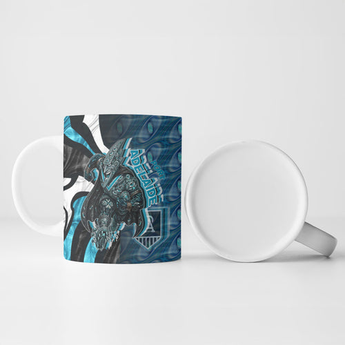 Personalised Port Adelaide Ceramic Mug Trippy Psychedelic Abstract Art Mascot Football Fans