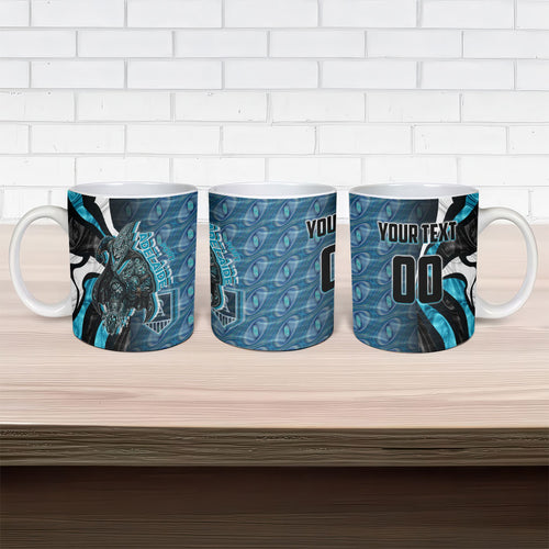 Personalised Port Adelaide Ceramic Mug Trippy Psychedelic Abstract Art Mascot Football Fans