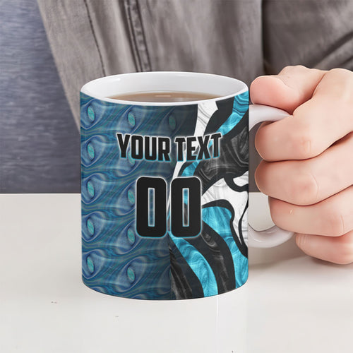 Personalised Port Adelaide Ceramic Mug Trippy Psychedelic Abstract Art Mascot Football Fans