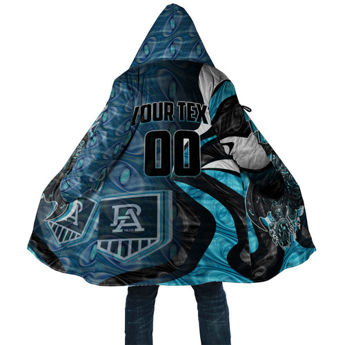 Personalised Port Adelaide Cloak Trippy Psychedelic Abstract Art Mascot Football Fans