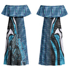Personalised Port Adelaide Couples Matching Off Shoulder Maxi Dress and Hawaiian Shirt Trippy Psychedelic Abstract Art Mascot Football Fans