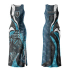 Personalised Port Adelaide Couples Matching Tank Maxi Dress and Hawaiian Shirt Trippy Psychedelic Abstract Art Mascot Football Fans
