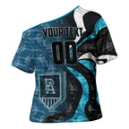 Personalised Port Adelaide Cross Shoulder Shirt Trippy Psychedelic Abstract Art Mascot Football Fans