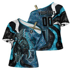 Personalised Port Adelaide Cross Shoulder Shirt Trippy Psychedelic Abstract Art Mascot Football Fans