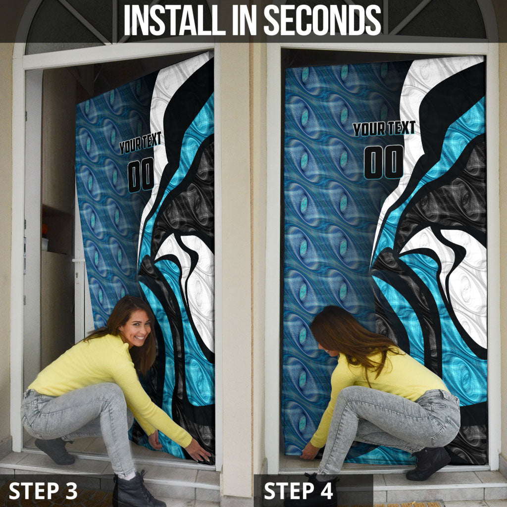 Personalised Port Adelaide Door Cover Trippy Psychedelic Abstract Art Mascot Football Fans