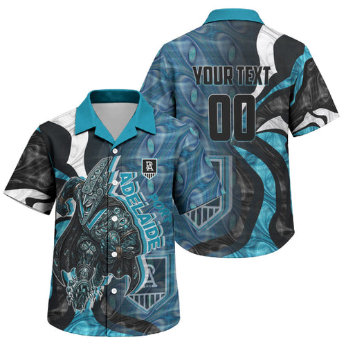 Personalised Port Adelaide Family Matching Mermaid Dress and Hawaiian Shirt Trippy Psychedelic Abstract Art Mascot Football Fans