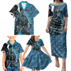 Personalised Port Adelaide Family Matching Puletasi and Hawaiian Shirt Trippy Psychedelic Abstract Art Mascot Football Fans