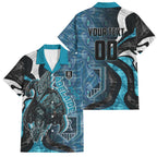 Personalised Port Adelaide Family Matching Summer Maxi Dress and Hawaiian Shirt Trippy Psychedelic Abstract Art Mascot Football Fans
