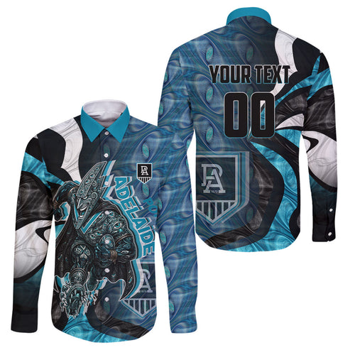 Personalised Port Adelaide Family Matching Summer Maxi Dress and Hawaiian Shirt Trippy Psychedelic Abstract Art Mascot Football Fans