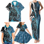 Personalised Port Adelaide Family Matching Tank Maxi Dress and Hawaiian Shirt Trippy Psychedelic Abstract Art Mascot Football Fans