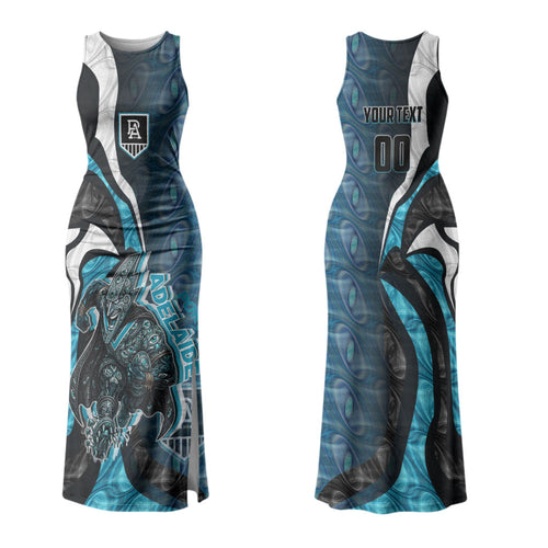 Personalised Port Adelaide Family Matching Tank Maxi Dress and Hawaiian Shirt Trippy Psychedelic Abstract Art Mascot Football Fans