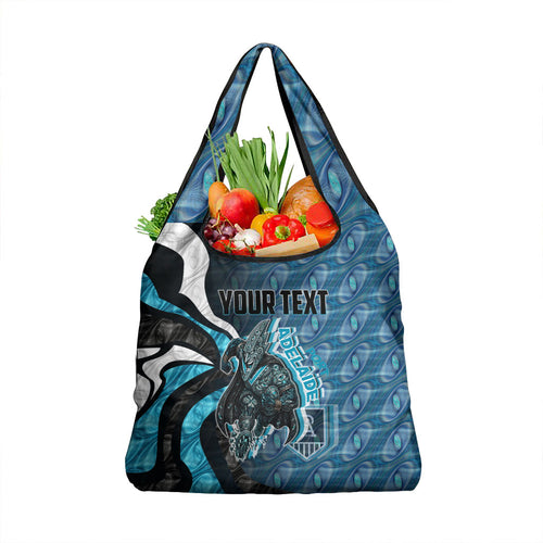 Personalised Port Adelaide Grocery Bag Trippy Psychedelic Abstract Art Mascot Football Fans