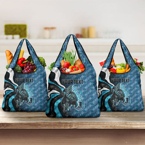 Personalised Port Adelaide Grocery Bag Trippy Psychedelic Abstract Art Mascot Football Fans