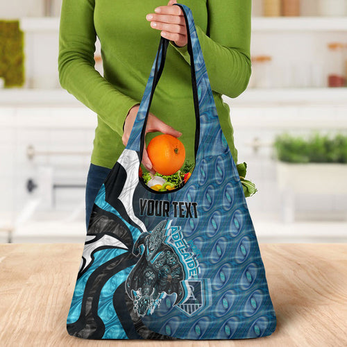 Personalised Port Adelaide Grocery Bag Trippy Psychedelic Abstract Art Mascot Football Fans