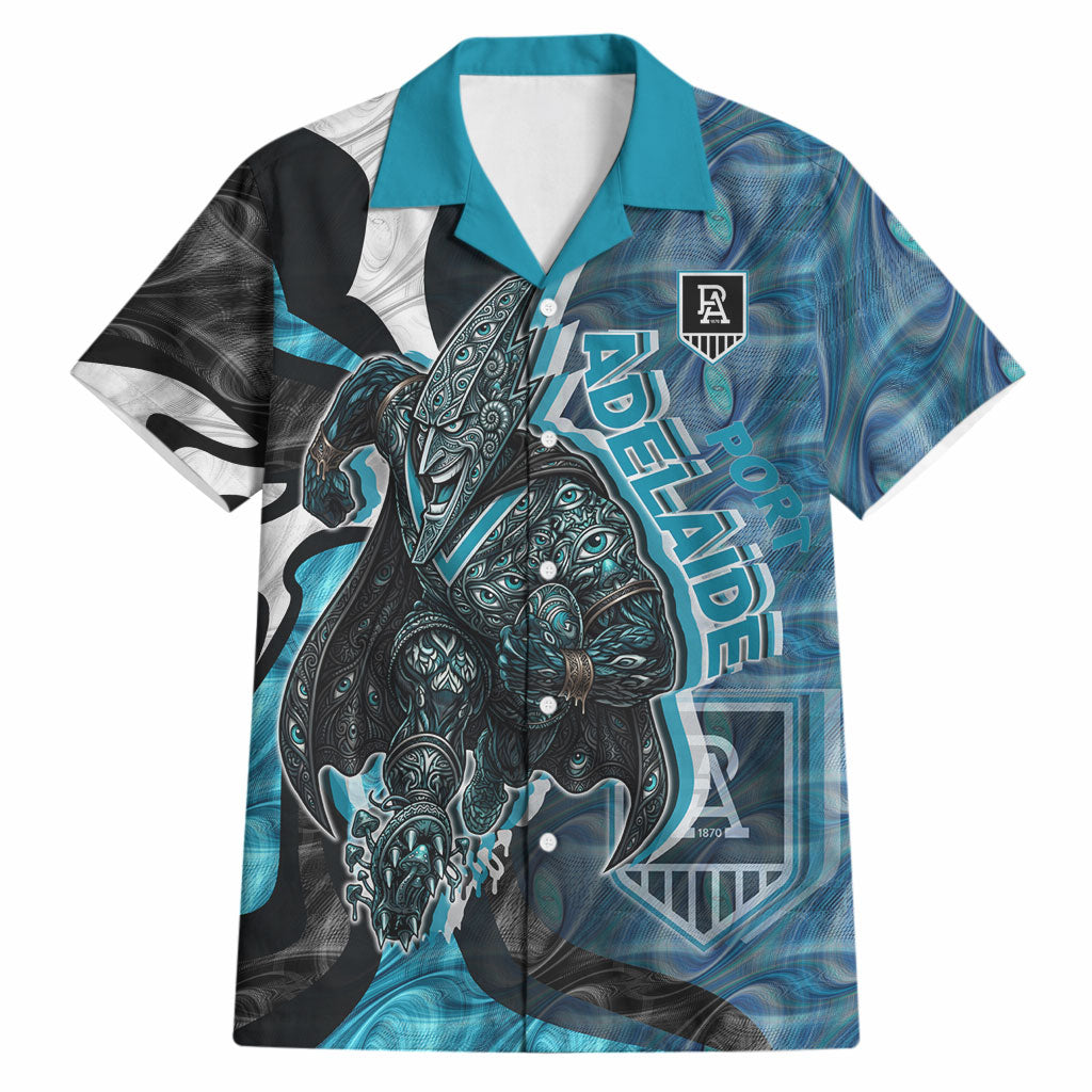 Personalised Port Adelaide Hawaiian Shirt Trippy Psychedelic Abstract Art Mascot Football Fans