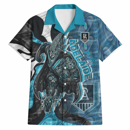 Personalised Port Adelaide Hawaiian Shirt Trippy Psychedelic Abstract Art Mascot Football Fans