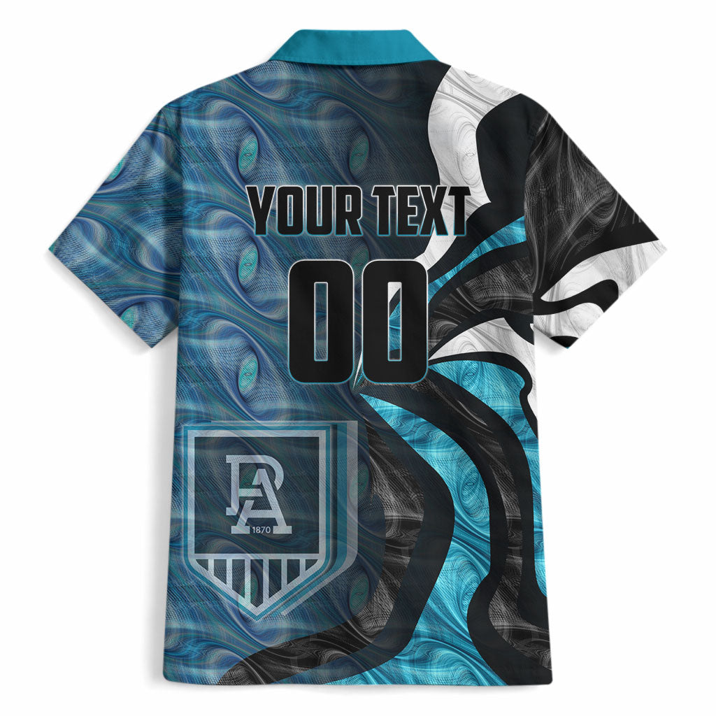 Personalised Port Adelaide Hawaiian Shirt Trippy Psychedelic Abstract Art Mascot Football Fans