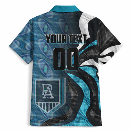 Personalised Port Adelaide Hawaiian Shirt Trippy Psychedelic Abstract Art Mascot Football Fans