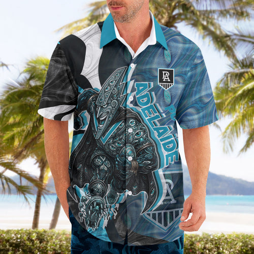 Personalised Port Adelaide Hawaiian Shirt Trippy Psychedelic Abstract Art Mascot Football Fans