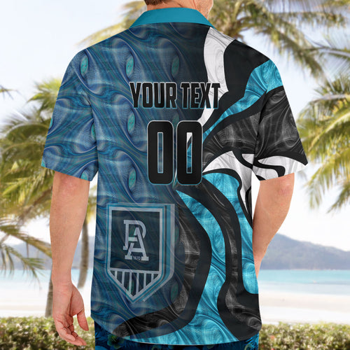Personalised Port Adelaide Hawaiian Shirt Trippy Psychedelic Abstract Art Mascot Football Fans