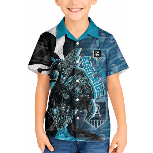 Personalised Port Adelaide Hawaiian Shirt Trippy Psychedelic Abstract Art Mascot Football Fans
