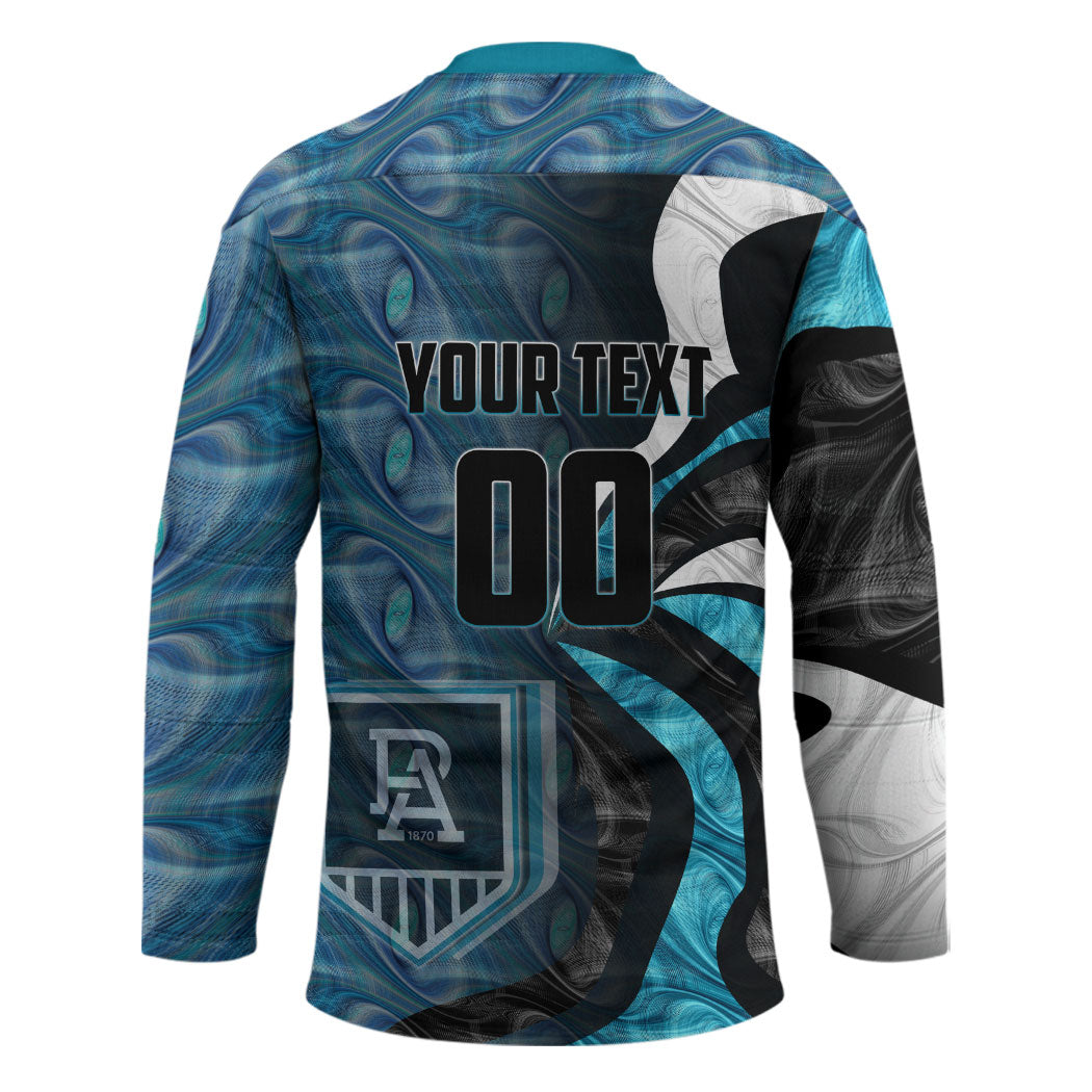 Personalised Port Adelaide Hockey Jersey Trippy Psychedelic Abstract Art Mascot Football Fans