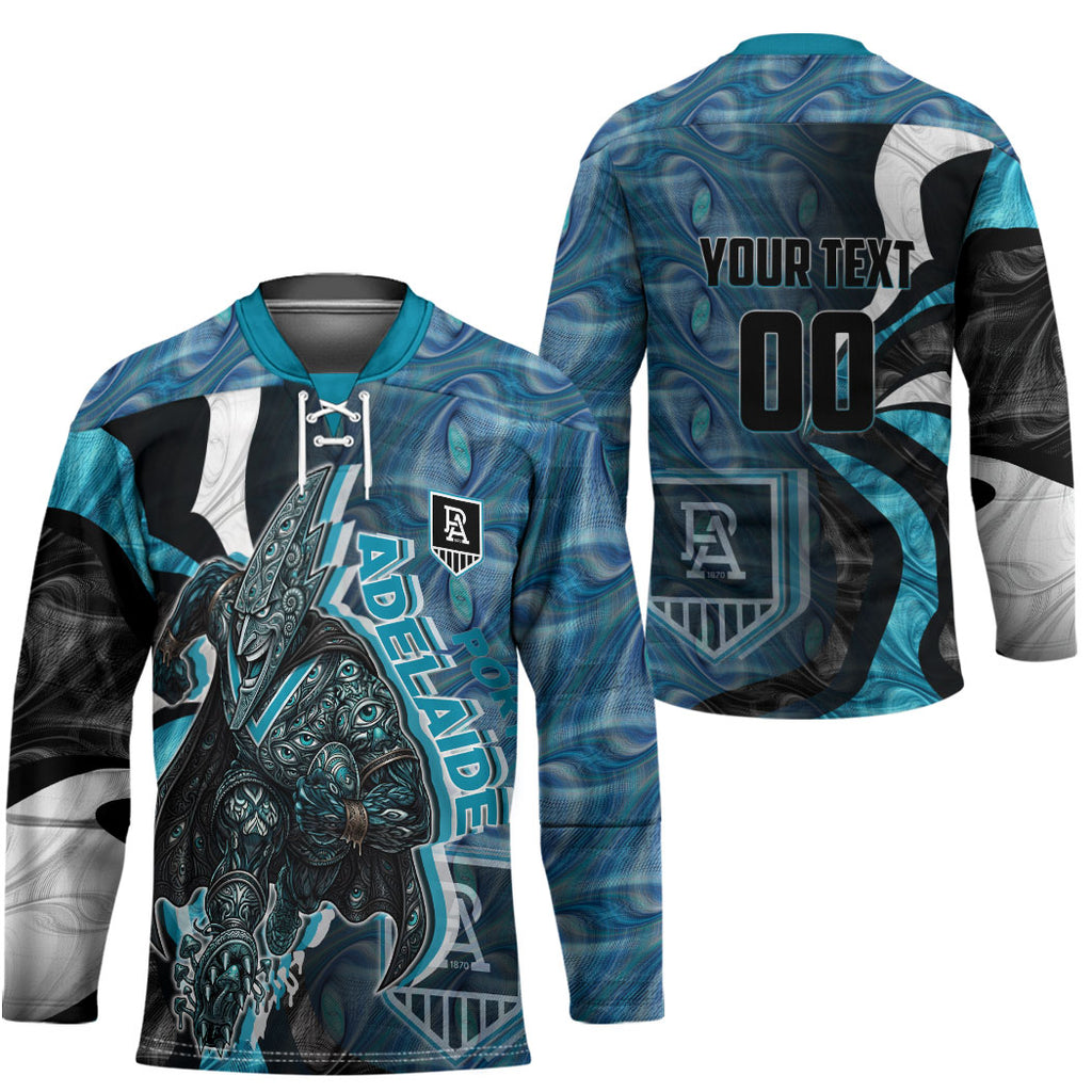Personalised Port Adelaide Hockey Jersey Trippy Psychedelic Abstract Art Mascot Football Fans