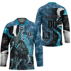 Personalised Port Adelaide Hockey Jersey Trippy Psychedelic Abstract Art Mascot Football Fans