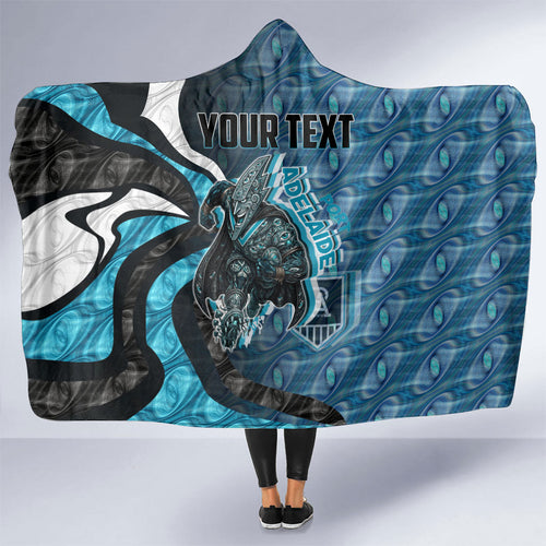 Personalised Port Adelaide Hooded Blanket Trippy Psychedelic Abstract Art Mascot Football Fans