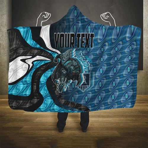 Personalised Port Adelaide Hooded Blanket Trippy Psychedelic Abstract Art Mascot Football Fans