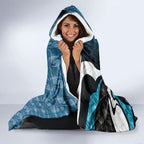 Personalised Port Adelaide Hooded Blanket Trippy Psychedelic Abstract Art Mascot Football Fans