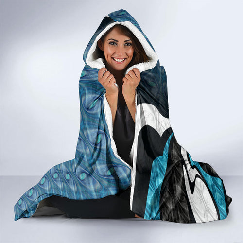 Personalised Port Adelaide Hooded Blanket Trippy Psychedelic Abstract Art Mascot Football Fans