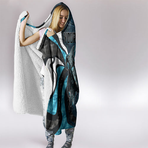 Personalised Port Adelaide Hooded Blanket Trippy Psychedelic Abstract Art Mascot Football Fans