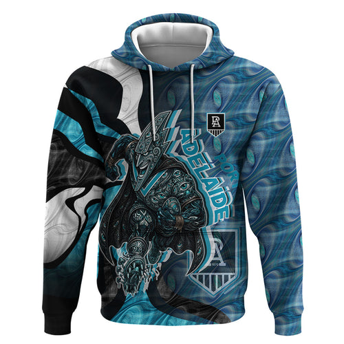 Personalised Port Adelaide Hoodie Trippy Psychedelic Abstract Art Mascot Football Fans