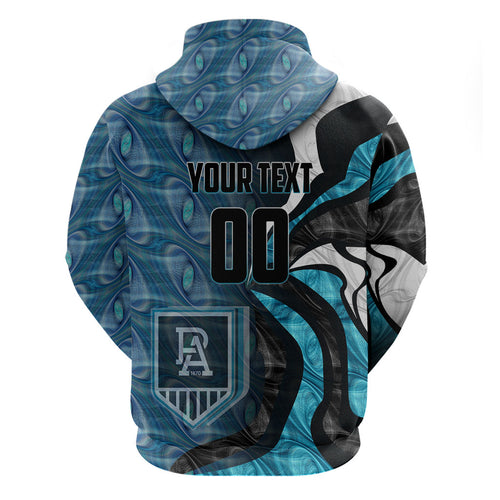 Personalised Port Adelaide Hoodie Trippy Psychedelic Abstract Art Mascot Football Fans