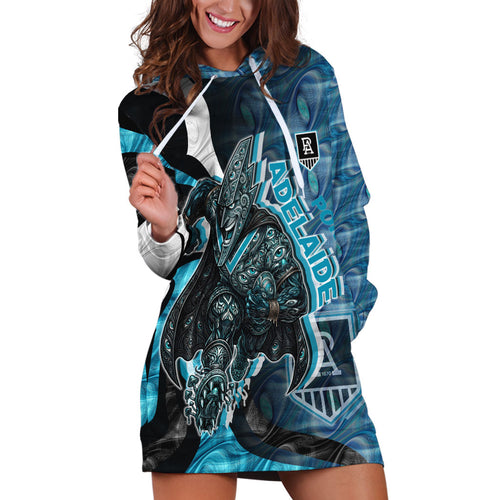 Personalised Port Adelaide Hoodie Dress Trippy Psychedelic Abstract Art Mascot Football Fans