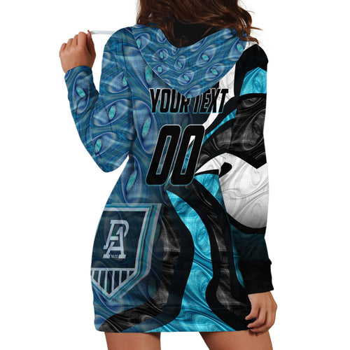 Personalised Port Adelaide Hoodie Dress Trippy Psychedelic Abstract Art Mascot Football Fans
