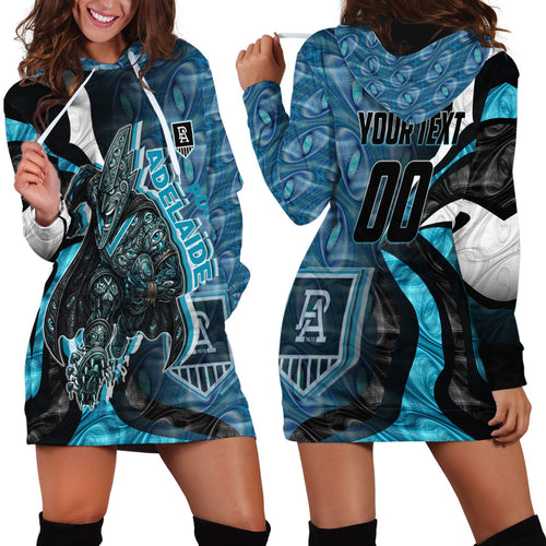 Personalised Port Adelaide Hoodie Dress Trippy Psychedelic Abstract Art Mascot Football Fans