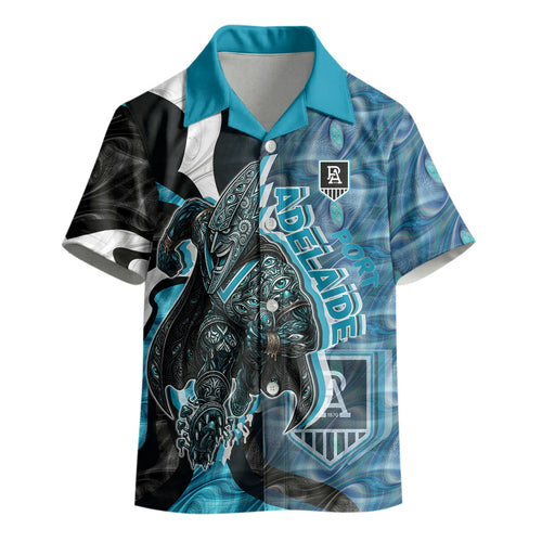 Personalised Port Adelaide Kid Hawaiian Shirt Trippy Psychedelic Abstract Art Mascot Football Fans